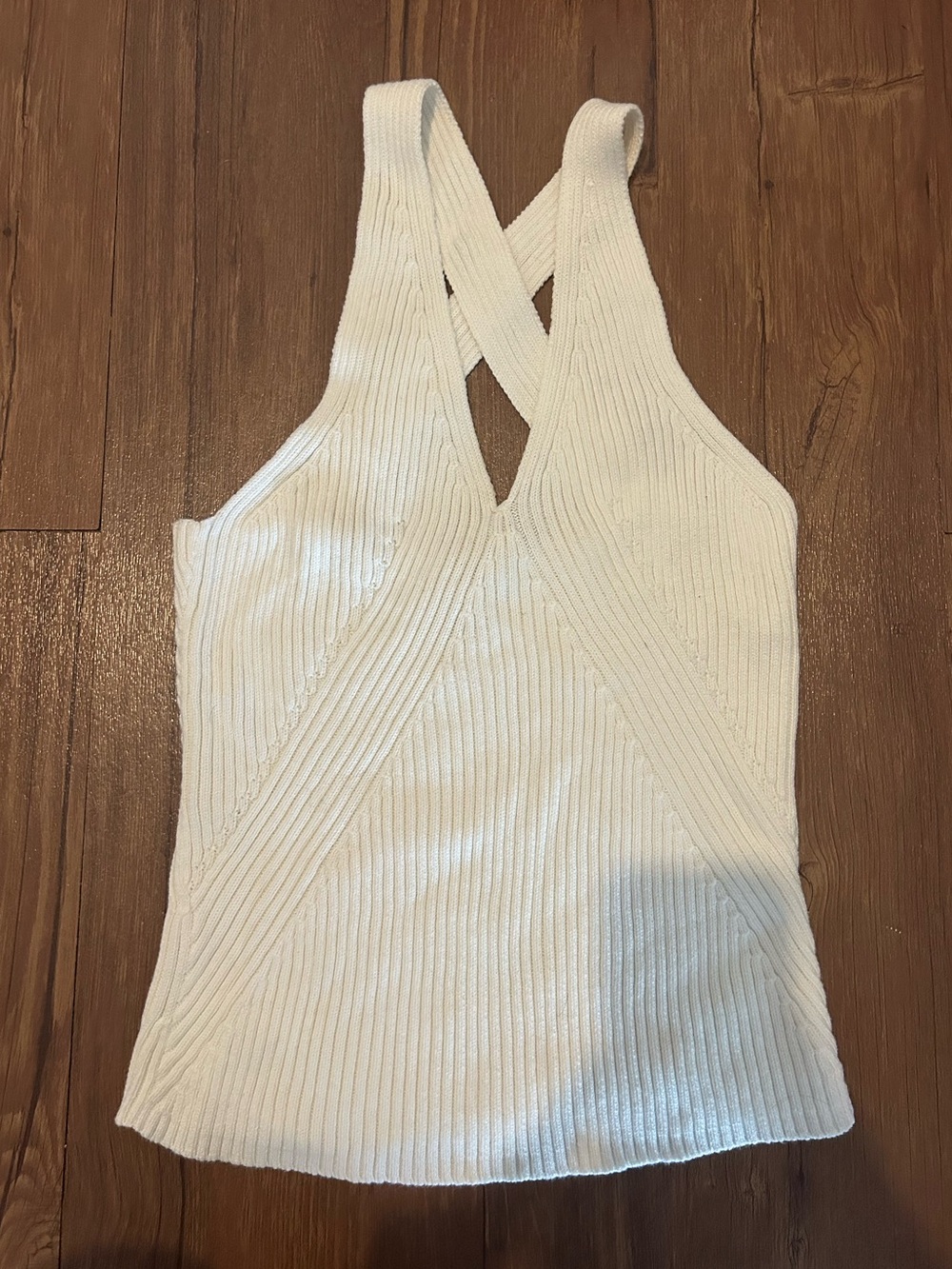 Banana Republic White Ribbed Knit Top